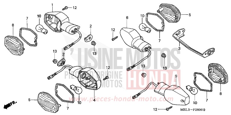 WINKER (CBR1000RR4/5) for CBR1000RR Fireblade WINNING RED (R258BB) from 2004